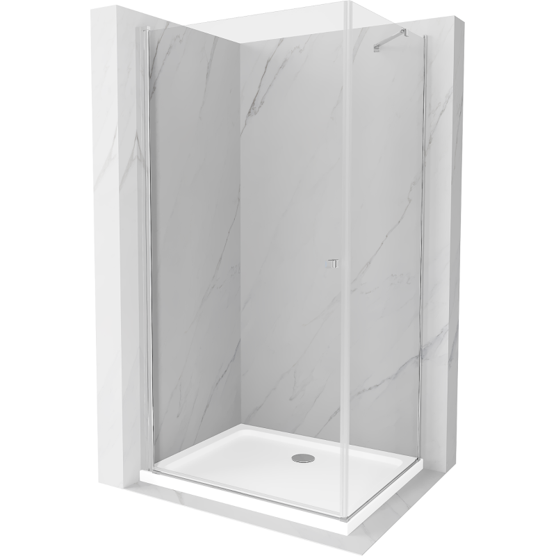 Mexen Pretoria cabine de douche à battant 90 x 80 cm, transparent, chrome + receveur plat - 852-090-080-01-00-4010