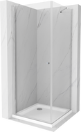 Mexen Pretoria cabine de douche battante 90 x 90 cm, transparent, chromé + receveur Flat - 852-090-090-01-00-4010