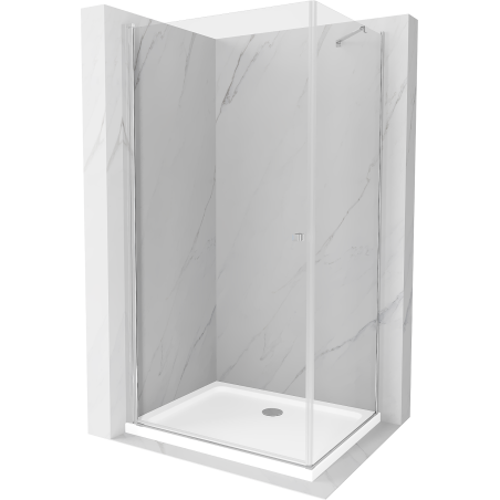 Mexen Pretoria cabine de douche battante 90 x 100 cm, transparent, chromé + receveur Flat - 852-090-100-01-00-4010