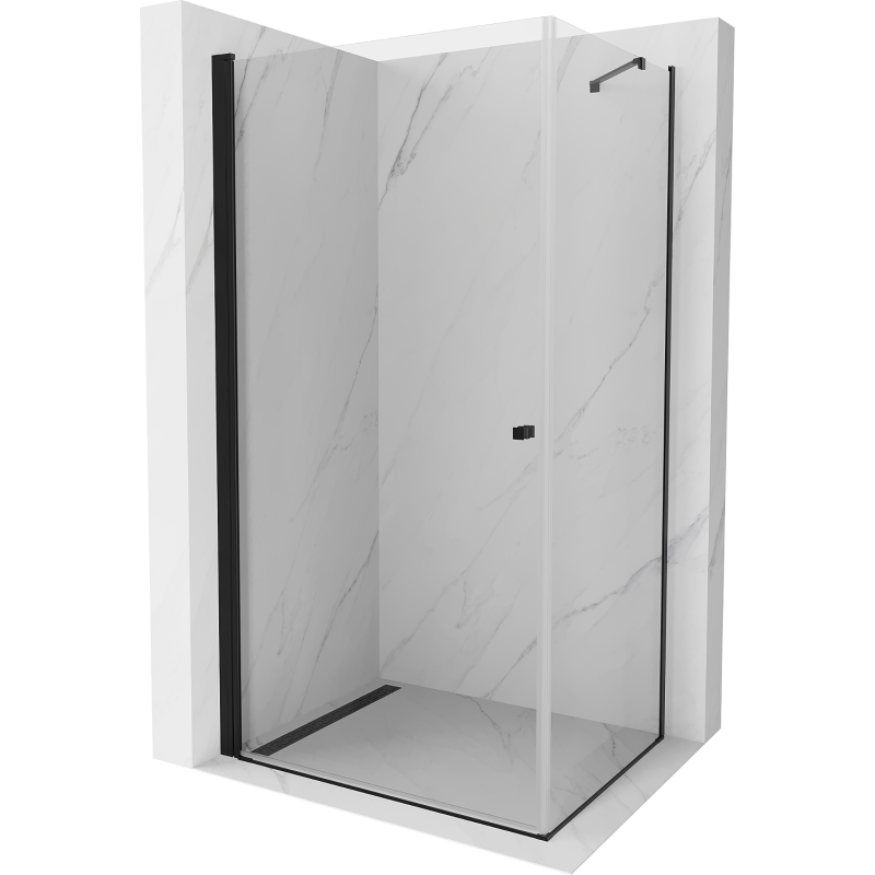 Mexen Pretoria cabine de douche pivotante 80 x 90 cm, transparente, noire - 852-080-090-70-00