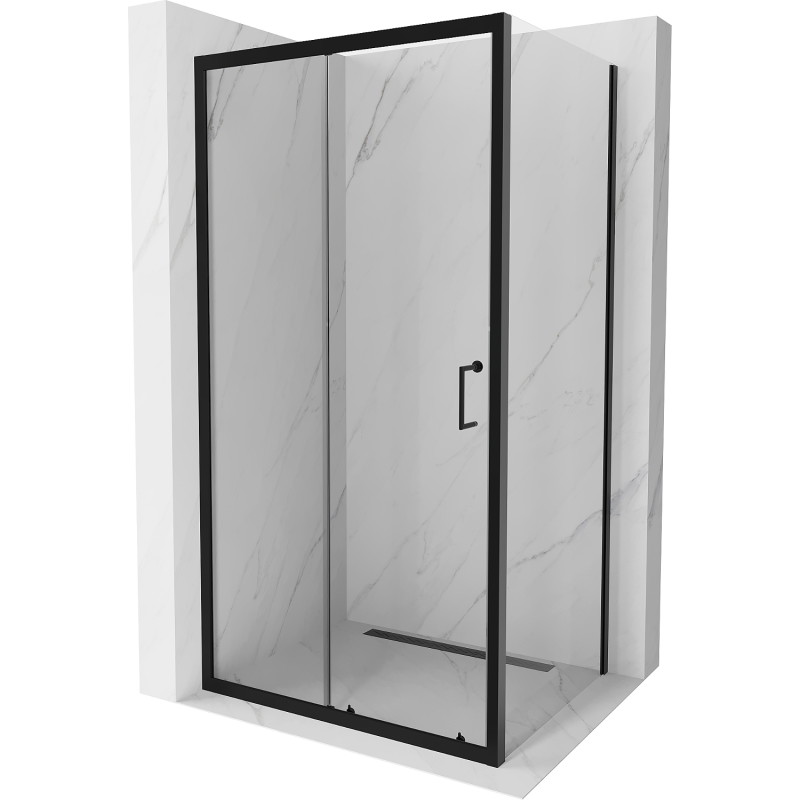 Mexen Apia cabine de douche coulissante 135 x 80 cm, transparente, noire - 840-135-080-70-00
