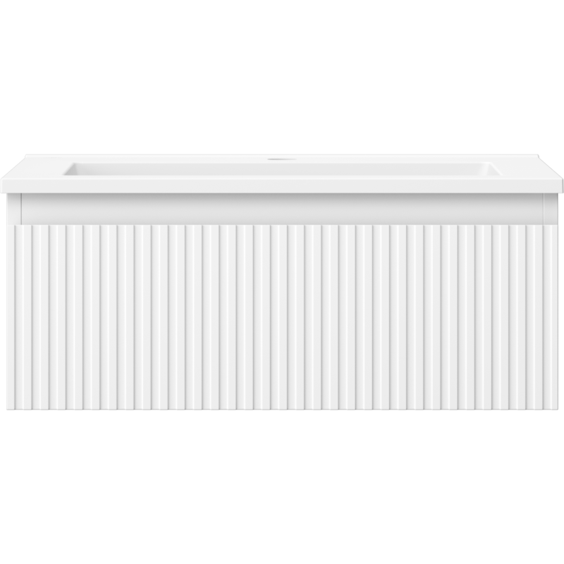 Mexen Rivel meuble de salle de bain 60 cm avec lavabo Otis, 1 tiroir, rainuré, blanc mat - 91A20-06023-1-BF01-W18M01