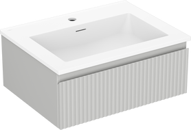 Mexen Rivel meuble de salle de bain 60 cm avec lavabo Otis, 1 tiroir, rainuré, gris mat/blanc mat - 91A20-06023-1-BF62-W18M01