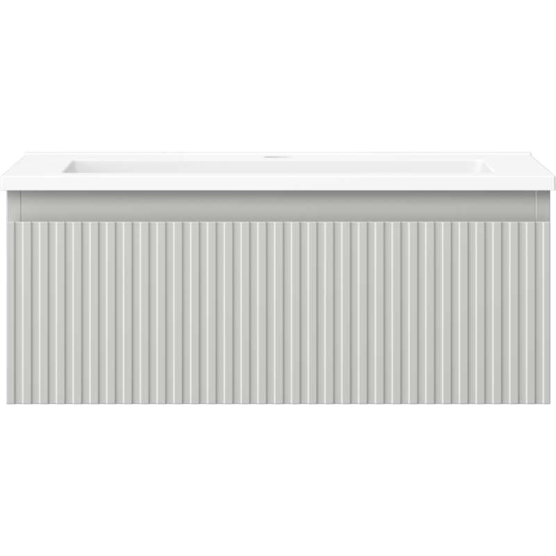 Mexen Rivel meuble de salle de bain 60 cm avec lavabo Otis, 1 tiroir, rainuré, gris mat/blanc mat - 91A20-06023-1-BF62-W18M01