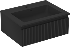 Mexen Rivel meuble de salle de bain 60 cm avec lavabo Otis, 1 tiroir, rainuré, noir mat - 91A20-06023-1-BF71-W18M71