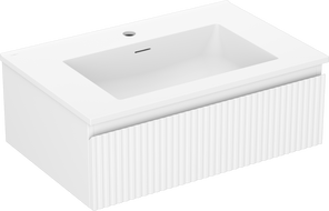 Mexen Rivel meuble de salle de bain 70 cm avec lavabo Otis, 1 tiroir, rainuré, blanc mat - 91A20-07023-1-BF01-W18M01
