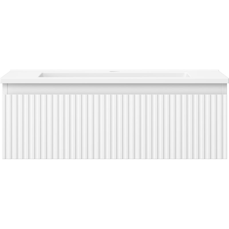 Mexen Rivel meuble de salle de bains 70 cm avec lavabo Otis, 1 tiroir, rainuré, blanc mat - 91A20-07023-1-BF01-W18M01