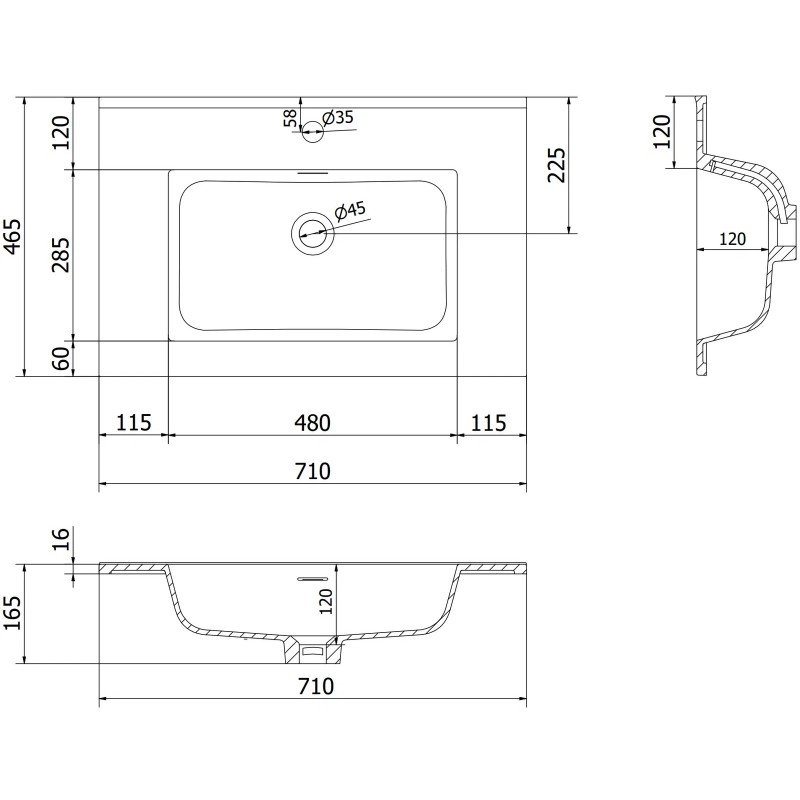 Mexen Rivel meuble de salle de bains 70 cm avec lavabo Otis, 1 tiroir, rainuré, blanc mat - 91A20-07023-1-BF01-W18M01