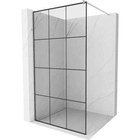 Pare-douche Mexen Kioto Walk-in 100 x 200 cm, grille noire 8 mm, chrome - 800-100-101-01-77