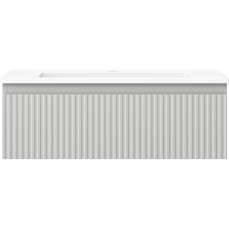 Mexen Rivel armoire de salle de bains 70 cm avec lavabo Otis, 1 tiroir, rainurée, gris mat/blanc mat