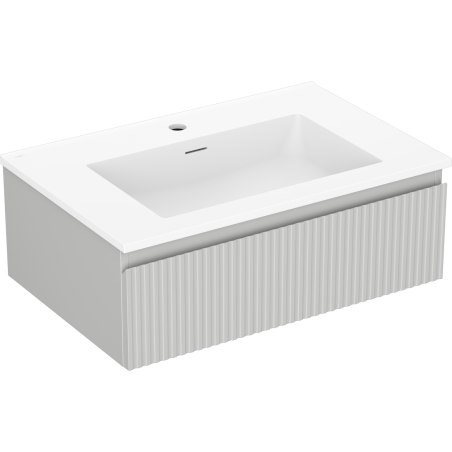 Mexen Rivel armoire de salle de bains 70 cm avec lavabo Otis, 1 tiroir, rainurée, gris mat/blanc mat