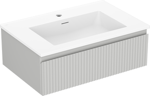 Mexen Rivel armoire de salle de bains 70 cm avec lavabo Otis, 1 tiroir, rainurée, gris mat/blanc mat