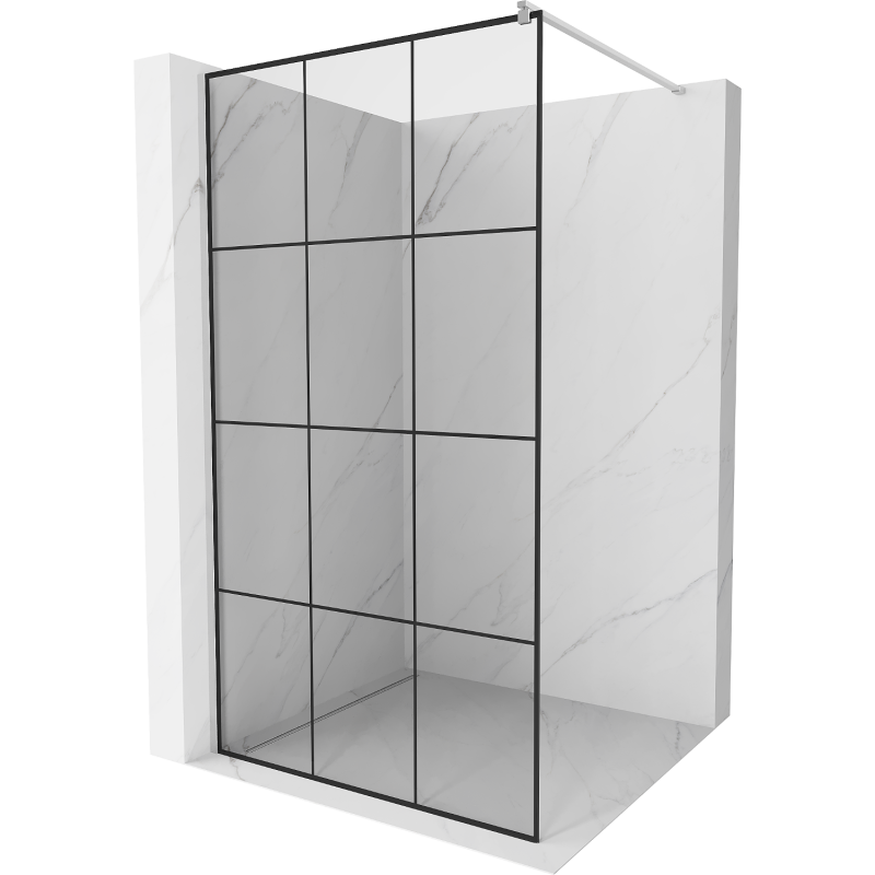 Mexen Kioto paroi de douche Walk-in 110 x 200 cm, grille noire 8 mm, chrome - 800-110-101-01-77