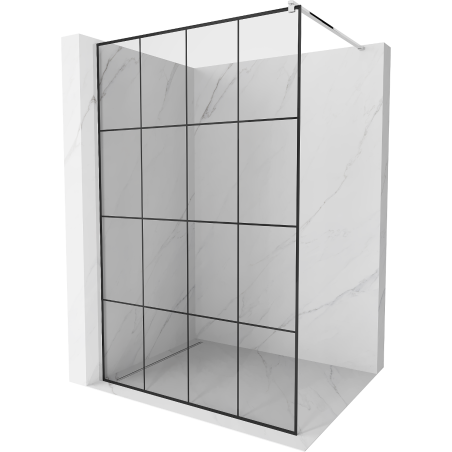 Mexen Kioto paroi de douche Walk-in 140 x 200 cm, grille noire 8 mm, chrome - 800-140-101-01-77