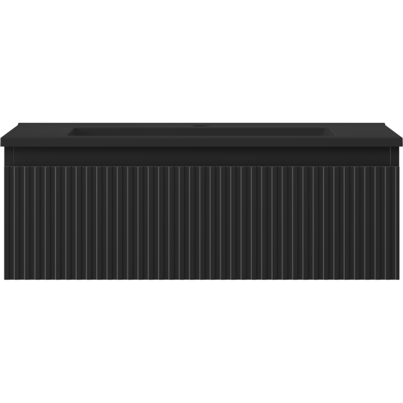 Mexen Rivel meuble de salle de bain 70 cm avec lavabo Otis, 1 tiroir, rainuré, noir mat - 91A20-07023-1-BF71-W18M71