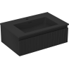 Mexen Rivel meuble de salle de bain 70 cm avec lavabo Otis, 1 tiroir, rainuré, noir mat - 91A20-07023-1-BF71-W18M71