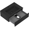 Mexen Rivel meuble de salle de bain 70 cm avec lavabo Otis, 1 tiroir, rainuré, noir mat - 91A20-07023-1-BF71-W18M71