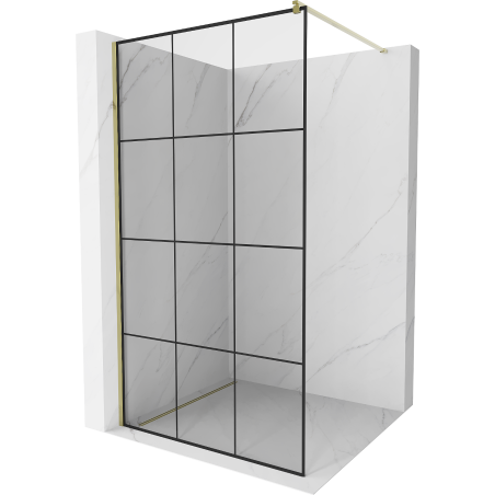 Mexen Kioto paroi de douche Walk-in 110 x 200 cm, grille noire 8 mm, dorée - 800-110-101-50-77