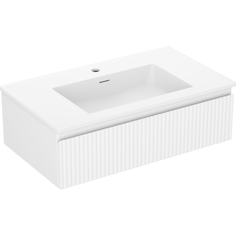 Mexen Rivel armoire de salle de bain 80 cm avec lavabo Otis, 1 tiroir, rainuré, blanc mat - 91A20-08023-1-BF01-W18M01