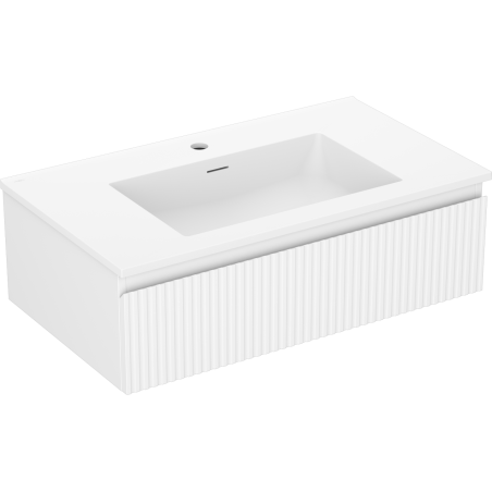 Mexen Rivel meuble de salle de bain 80 cm avec lavabo Otis, 1 tiroir, rainuré, blanc mat - 91A20-08023-1-BF01-W18M01