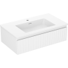 Mexen Rivel meuble de salle de bain 80 cm avec lavabo Otis, 1 tiroir, rainuré, blanc mat - 91A20-08023-1-BF01-W18M01