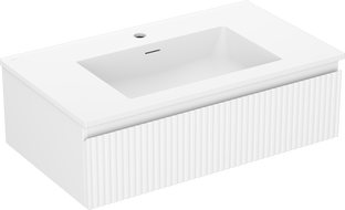 Mexen Rivel meuble de salle de bain 80 cm avec lavabo Otis, 1 tiroir, rainuré, blanc mat - 91A20-08023-1-BF01-W18M01