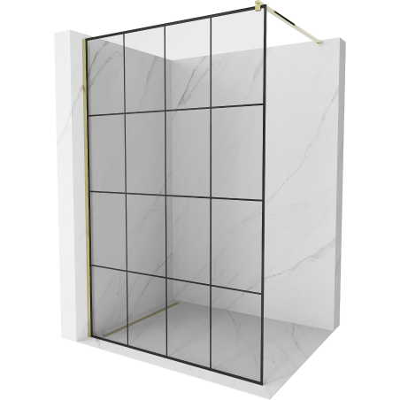 Mexen Kioto paroi de douche Walk-in 130 x 200 cm, grille noire 8 mm, or - 800-130-101-50-77