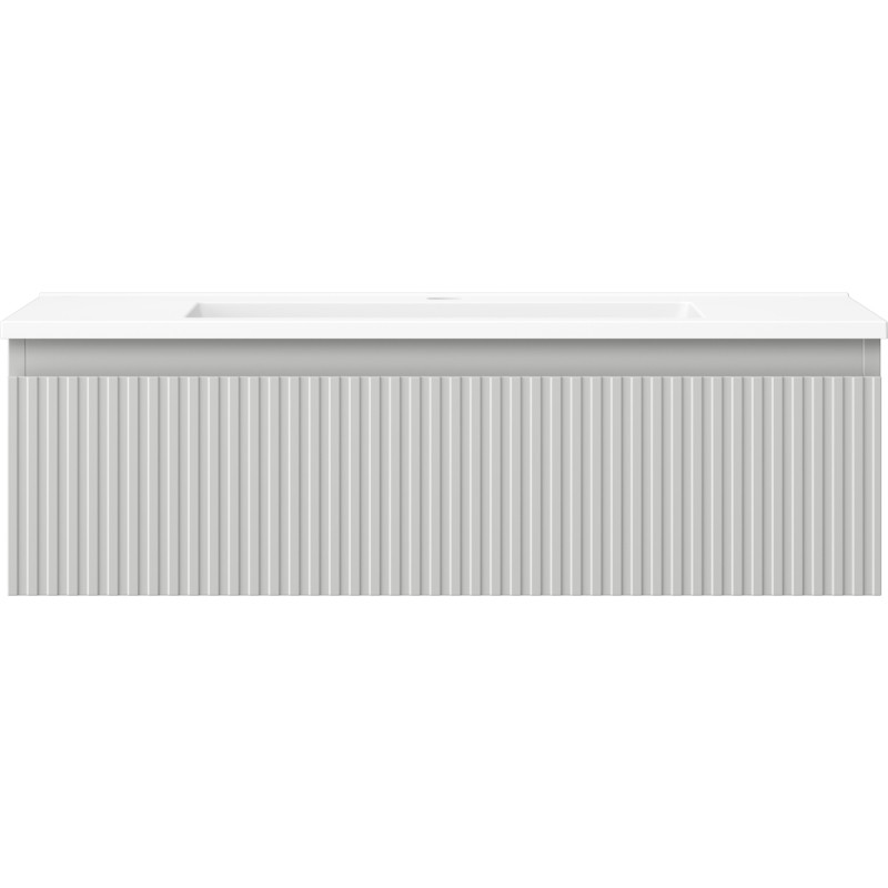 Mexen Rivel armoire de salle de bain 80 cm avec lavabo Otis, 1 tiroir, rainuré, gris mat/blanc mat - 91A20-08023-1-BF62-W18M01