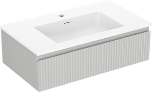 Mexen Rivel armoire de salle de bain 80 cm avec lavabo Otis, 1 tiroir, rainuré, gris mat/blanc mat - 91A20-08023-1-BF62-W18M01