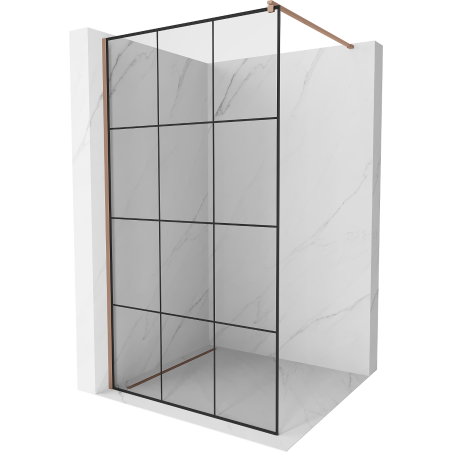 Mexen Kioto paroi de douche Walk-in 110 x 200 cm, grille noire 8 mm, or rose - 800-110-101-60-77