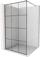 Mexen Kioto paroi de douche Walk-in 120 x 200 cm, carreaux noirs 8 mm, or rose - 800-120-101-60-77