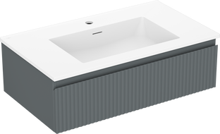 Mexen Rivel armoire de salle de bain 80 cm avec lavabo Otis, 1 tiroir, cannelée, graphite mat/blanc mat