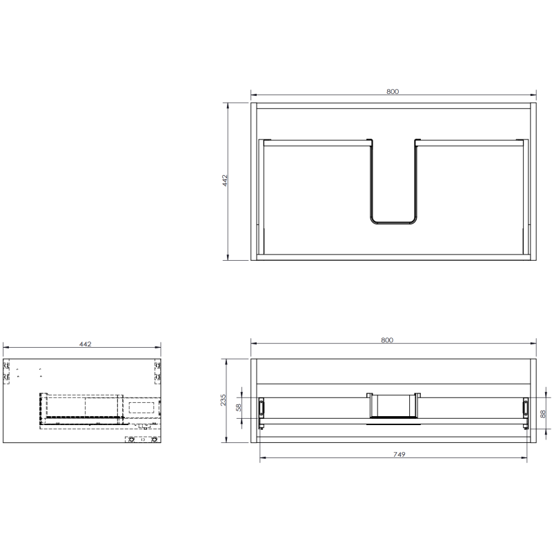 Mexen Rivel armoire de salle de bain 80 cm avec lavabo Otis, 1 tiroir, cannelée, graphite mat/blanc mat