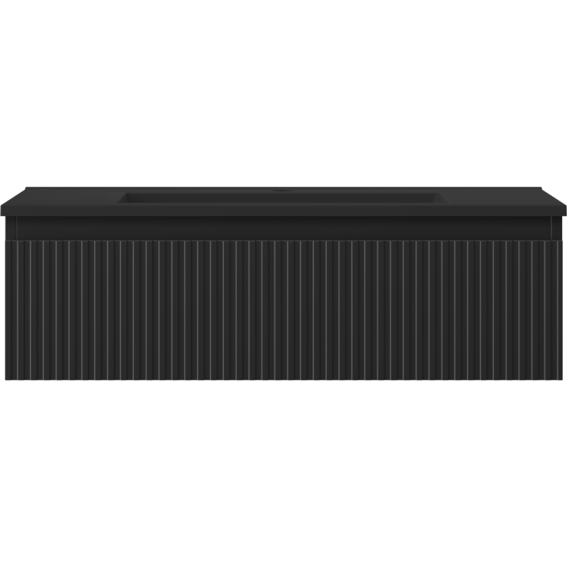Mexen Rivel meuble de salle de bain 80 cm avec lavabo Otis, 1 tiroir, rainuré, noir mat - 91A20-08023-1-BF71-W18M71