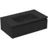 Mexen Rivel meuble de salle de bain 80 cm avec lavabo Otis, 1 tiroir, rainuré, noir mat - 91A20-08023-1-BF71-W18M71