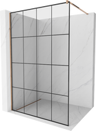 Mexen Kioto paroi de douche 140 x 200 cm, transparent/Design noir 8 mm, Or rose - 800-140-101-60-77