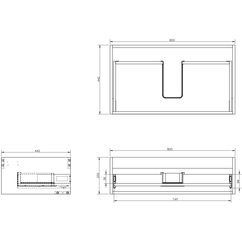 Mexen Rivel meuble de salle de bain 80 cm avec lavabo Otis, 1 tiroir, rainuré, noir mat - 91A20-08023-1-BF71-W18M71