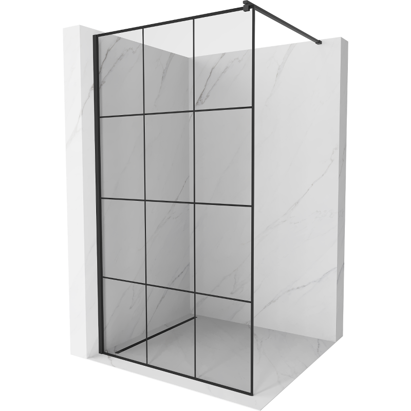 Mexen Kioto paroi de douche Walk-in 110 x 200 cm, grille noire 8 mm, noire - 800-110-101-70-77