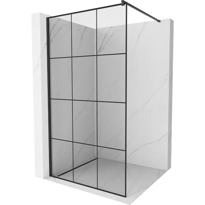 Mexen Kioto paroi de douche Walk-in 120 x 200 cm, grille noire 8 mm, noir - 800-120-101-70-77