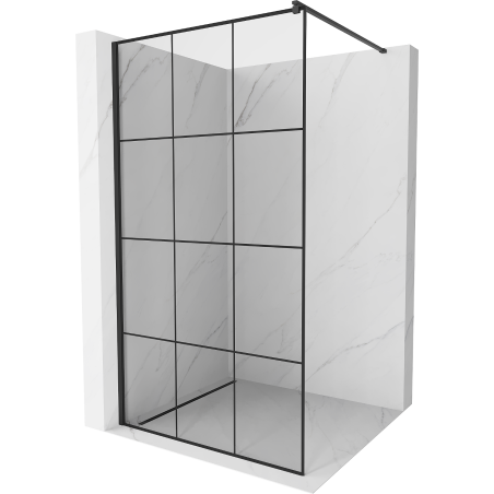 Mexen Kioto paroi de douche Walk-in 120 x 200 cm, grille noire 8 mm, noir - 800-120-101-70-77