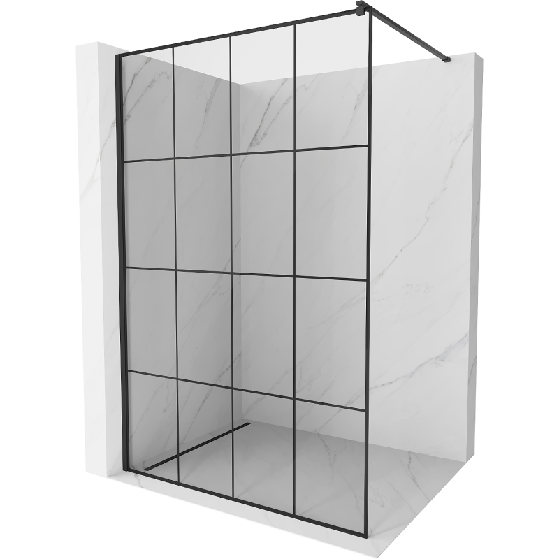 Mexen Kioto paroi de douche Walk-in 130 x 200 cm, grille noire 8 mm, noir - 800-130-101-70-77