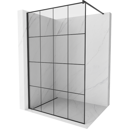 Mexen Kioto paroi de douche Walk-in 130 x 200 cm, grille noire 8 mm, noir - 800-130-101-70-77