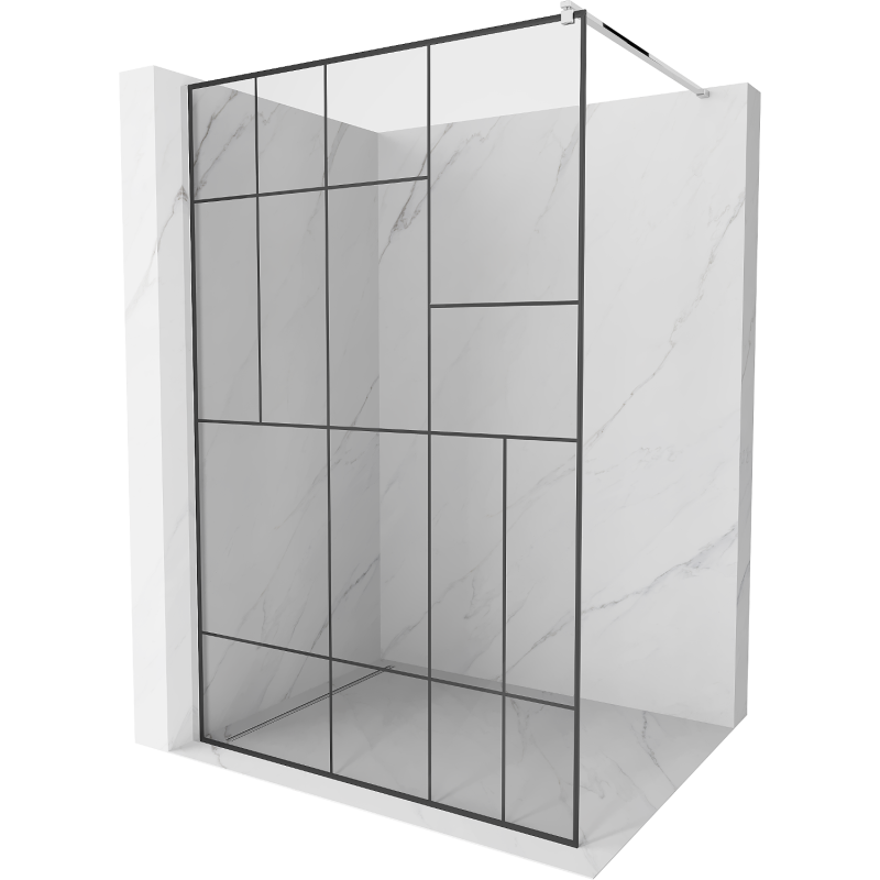 Mexen Kioto paroi de douche Walk-in 70 x 200 cm, motif noir 8 mm, chromé - 800-070-101-01-78
