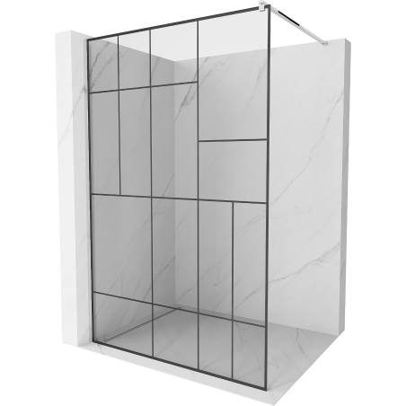 Mexen Kioto paroi de douche Walk-in 70 x 200 cm, motif noir 8 mm, chromé - 800-070-101-01-78