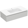 Mexen Rivel armoire de salle de bain 90 cm avec lavabo Otis, 1 tiroir, rainurée, gris mat/blanc mat - 91A20-09023-1-BF62-W18M01
