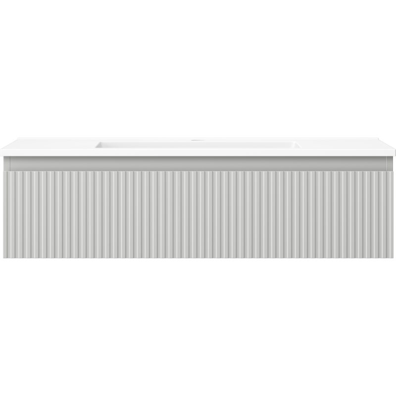 Mexen Rivel armoire de salle de bain 90 cm avec lavabo Otis, 1 tiroir, rainuré, gris mat/blanc mat - 91A20-09023-1-BF62-W18M01