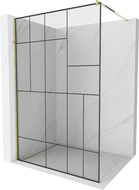 Mexen Kioto paroi de douche Walk-in 100 x 200 cm, motif noir 8 mm, doré - 800-100-101-50-78