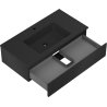 Mexen Rivel meuble de salle de bain 90 cm avec lavabo Otis, 1 tiroir, rainuré, noir mat - 91A20-09023-1-BF71-W18M71