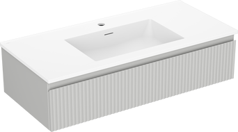 Mexen Rivel meuble de salle de bain 100 cm avec lavabo Otis, 1 tiroir, cannelé, gris mat/blanc mat - 91A20-10023-1-BF62-W18M01