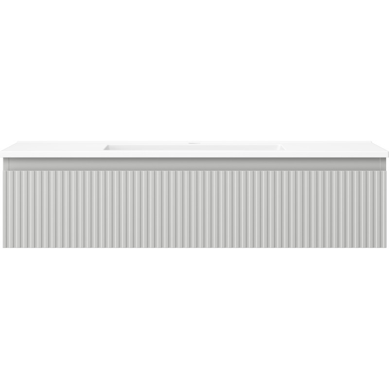 Mexen Rivel meuble de salle de bains 100 cm avec lavabo Otis, 1 tiroir, rainuré, gris mat/blanc mat - 91A20-10023-1-BF62-W18M01
